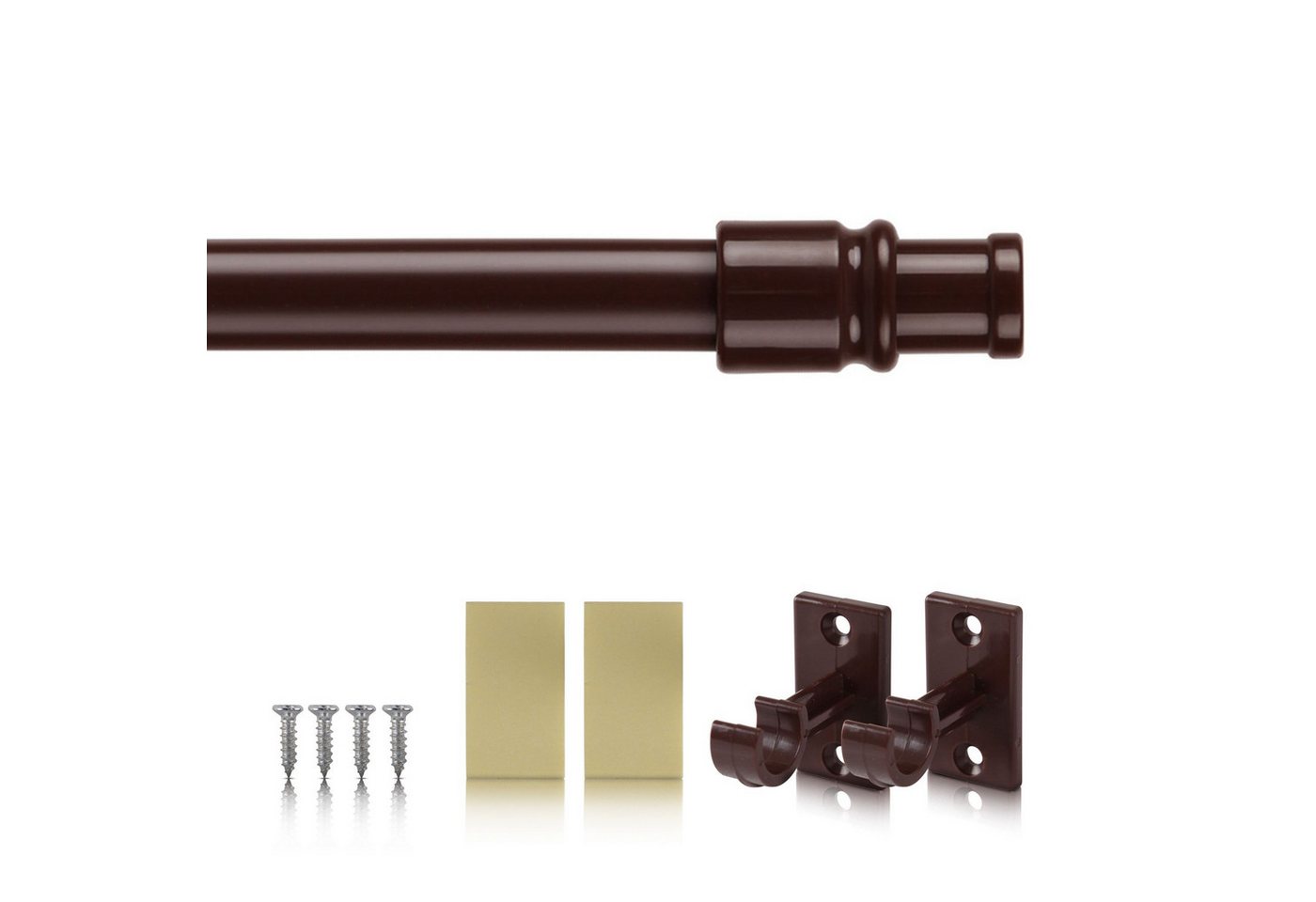 Bestlivings Gardinenstange Cafehausstange (Länge von 50 cm bis 225 cm), ausziehbar, Ø 12 mm, inkl. Trägerhaken, Selbstklebepads & Schrauben von Bestlivings