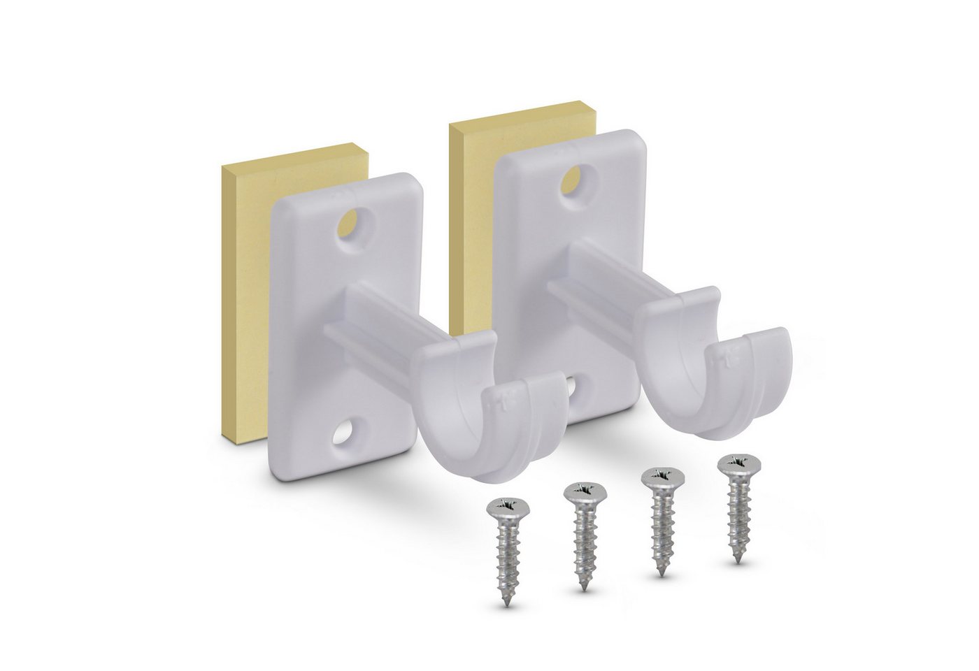 Bestlivings Gardinenstangenhalterungen Ersatzhalter, Cafehausstangen bis Ø12 mm, (6-St., inkl. Schrauben und Klebepads), Ersatzträger für Gardinenstangen, Cafehausstangen, Scheibenstangen von Bestlivings