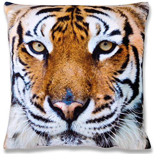 Bestlivings Kissenbezug Fotodruck Motiv in 40x40 cm, Flauschig weiche Kissenhülle, Bezug mit Reißverschluss in vielen Motiven erhältlich (Design: Tiger beige) von Bestlivings