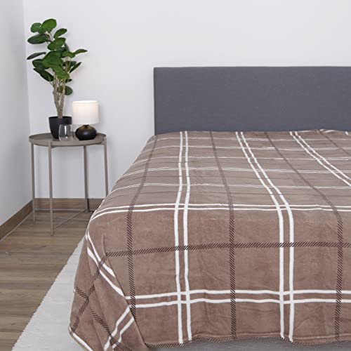 Bestlivings Kuscheldecke (Braun) XXL - 220x240cm - hochwertige Fleecedecke, große weiche Wohndecke Karo Muster - kuschelig weich von Bestlivings