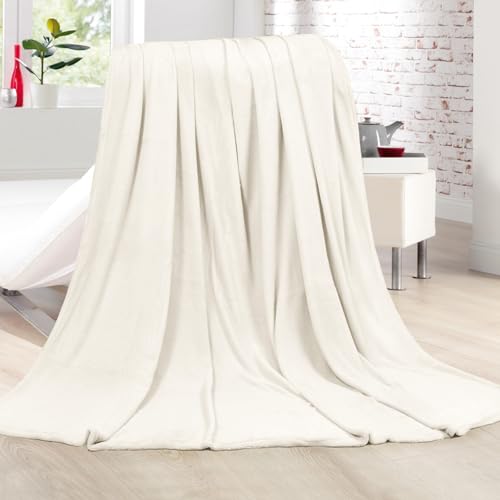 Bestlivings Kuscheldecke Cashmere Touch 200x220cm (Offwhite) Flauschige Wohndecke für Sofa, Couch und Bett, Tagesdecke Oeko-TEX - Sofaüberwurf von Bestlivings