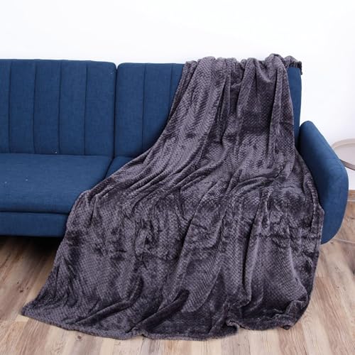 Bestlivings Kuscheldecke Flanell Decke 150x200cm (Anthrazit) Flauschige Struktur Wohndecke für Sofa, Couch und Bett, Tagesdecke Oeko-TEX - Sofaüberwurf von Bestlivings