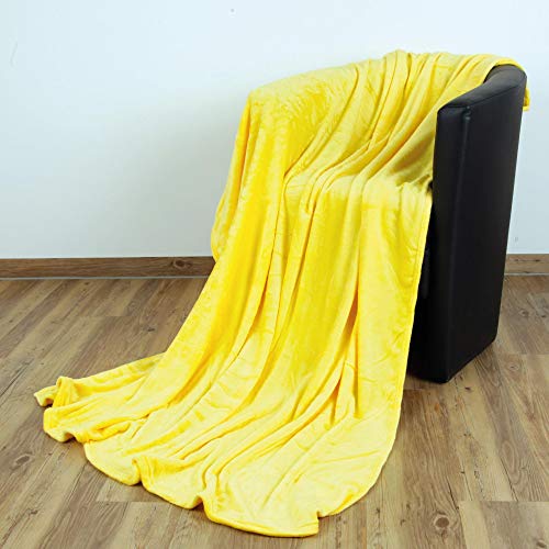 Bestlivings Kuscheldecke Wohndecke Celina - hochwertige Flauschige Decke, 180 x 220 cm - Gelb von Bestlivings