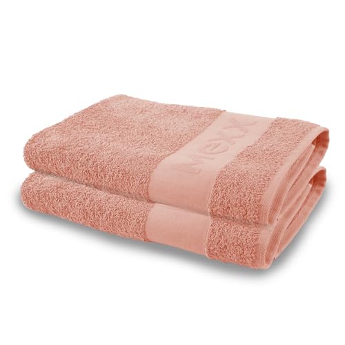 Bestlivings Mexx Badetuch (2er Pack/Pfirsichrosa) groß 70x140cm, 100% Baumwolle - ÖKO-Tex, Duschtuch Premium Qualität 450gr/m², super saugfähig von Bestlivings
