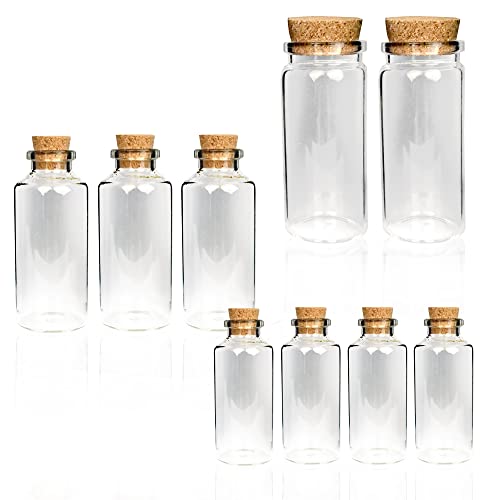 Bestlivings Mini Glasflaschen mit Korken Mix 10ml/30ml/50ml (12er Pack) - Kleine Glasfläschchen zum Befüllen - Reagenzglas Glas für Hochzeit - Mini Gläser von Bestlivings