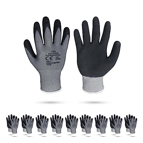 Bestlivings Robuste Arbeitshandschuhe - 10er Pack- Montagehandschuhe One Size feinfühlige Schutz-Handschuhe für die Arbeit - Latex Handschuhe von Bestlivings