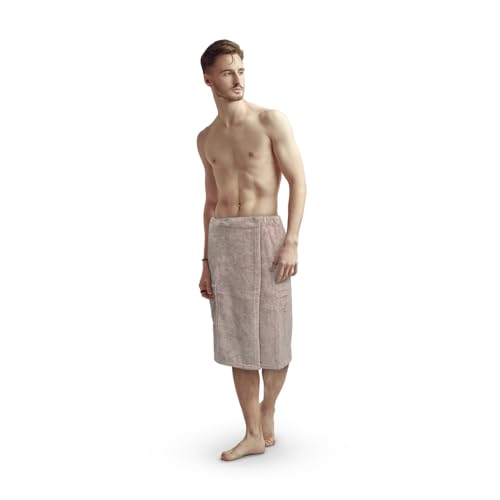 Bestlivings Sauna Kilt Herren Flauschig (Braun) - 60x145cm One Size - Saunahandtuch mit Gummizug und Knopfverschluss - Saunatuch Knielang von Bestlivings