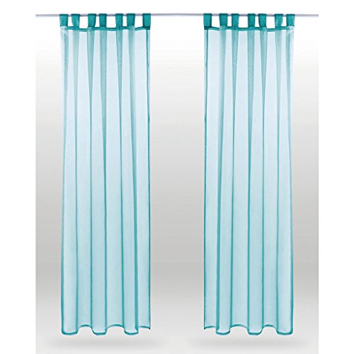 Bestlivings Schlaufenschal Noella, transparenter Dekoschal Voile b 140x l 175 cm 2er Pack, Wohnaccessoire in vielen erhältlich (türkis - Aqua/ohne Raffhalter) von Bestlivings