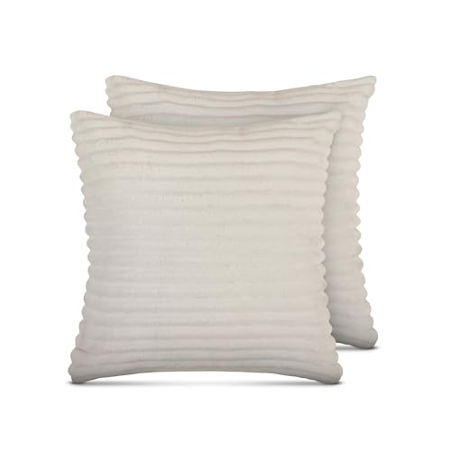 Bestlivings Sofakissen 40x40cm (2er Pack/Creme) Cord Optik - Kuschelig weicher Bezug mit Reißverschluss - Kissen - Öko Tex - Sofakissen, Dekokissen von Bestlivings