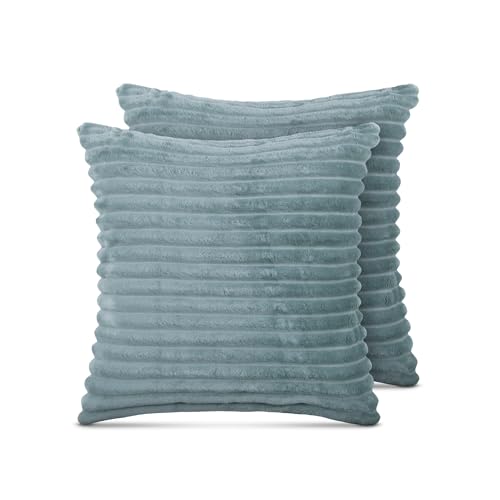Bestlivings Sofakissen 50x50cm (2er Pack/Graugrün) Cord Optik - Kuschelig weicher Bezug mit Reißverschluss - Kissen - Öko Tex - Sofakissen, Dekokissen von Bestlivings