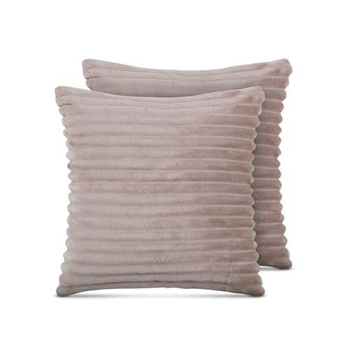 Bestlivings Sofakissen 50x50cm (2er Pack/Hellbraun) Cord Optik - Kuschelig weicher Bezug mit Reißverschluss - Kissen - Öko Tex - Sofakissen, Dekokissen von Bestlivings