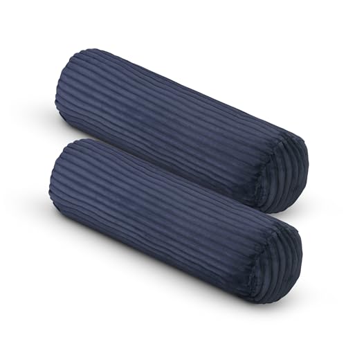 Bestlivings Sofakissen 70 x Ø20cm (2er Pack/Dunkelblau) Cord Optik - Kuschelig weicher Bezug mit Reißverschluss - Kissen - Öko Tex - Sofakissen, Dekokissen von Bestlivings