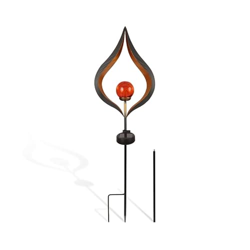Bestlivings Solarlampe für Außen - Leuchtskulptur (Tropfen) Flamme LED Leuchte - Wetterfeste Solarleuchte Garten Deko - Metall Lampe Wegeleuchte von Bestlivings