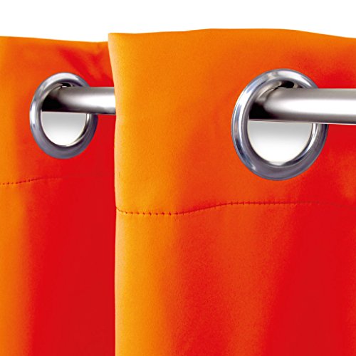 Bestlivings Verdunklungsgardine mit Ösen Aufhängung, modernes Wohnaccessoire bietet hervorragenden Blendschutz und ist in vielen erhältlich (orange - dunkelorange / 270cm x 245cm) von Bestlivings