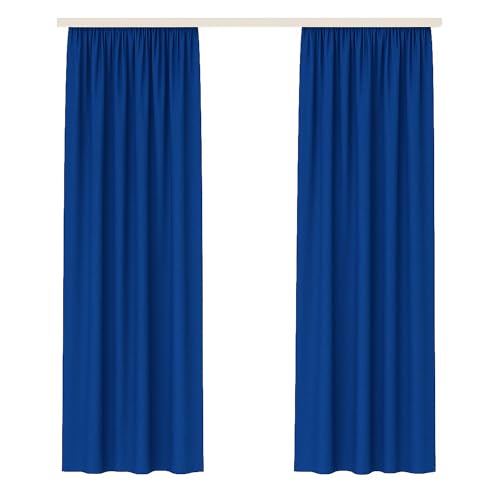 Bestlivings Vorhang Blickdicht (140x145cm / 2 Stück) Gardine Uni (Blau) mit Kräuselband/Universalband, Dekoschal für Fenster, Balkon - Dekorativer Gardinenschal von Bestlivings