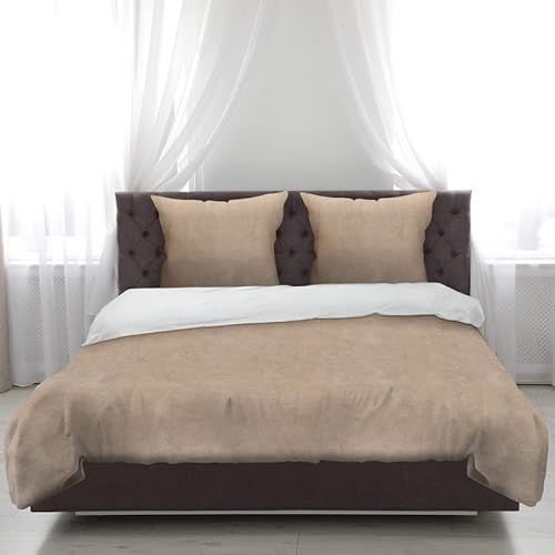 Bettwäsche 2-TLG Cashmere Touch (Beige/Taupe) - Öko-Tex - 1 Bettbezug 135x200cm + 1 Kissenbezug 80x80cm Bettdecken Set mit Reißverschluss von Bestlivings