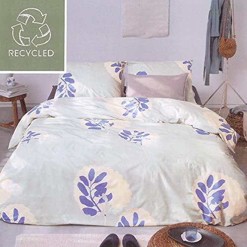 Bettwäsche 2-TLG. Bettbezug Set 155x220cm + 80x80cm - Remade Romantic Leaves - Schlafkomfort Bettgarnitur mit Reißverschluss Baumwolle von Bestlivings