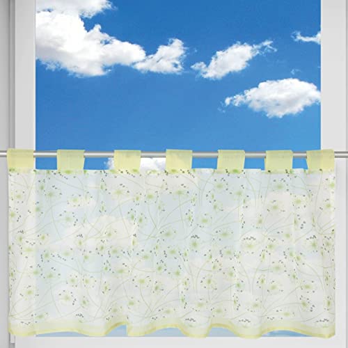 Bistrogardine Angie mit Schlaufenaufhängung (45 x 120 cm), transparente Uni Scheibengardine, dekorativer Vorhang in vielen versch. Farben: Pusteblume von Bestlivings