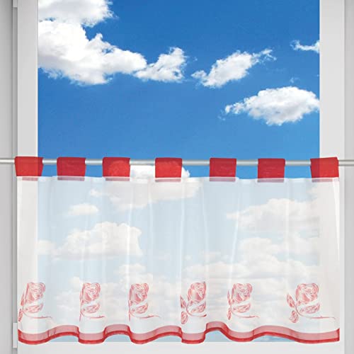 Bistrogardine Angie mit Schlaufenaufhängung (45 x 120 cm), transparente Uni Scheibengardine, dekorativer Vorhang in vielen versch. Farben: Rose von Bestlivings