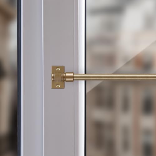 Cafehausstange inkl. Klemmträger (Mattgold / 125-225cm), Gardinenstange 50 bis 225 cm Länge ausziehbar, für Bistrogardinen, leichte Vorhänge von Bestlivings