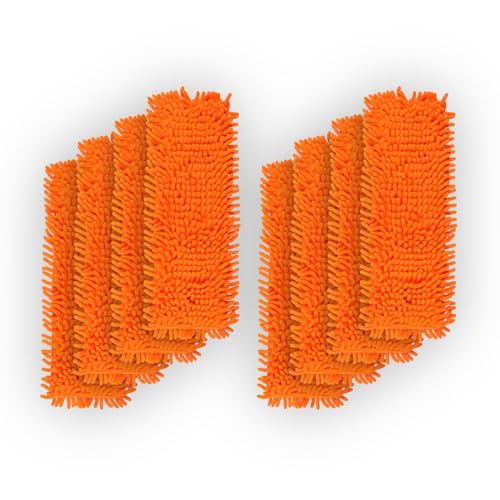 Ersatzbezug Orange für Bodenwischer ( 8er Pack ) - 40cm - Chenille Wischbezug, für alle gängigen Klapphalter - Bezug für alle Bodenarten von Bestlivings