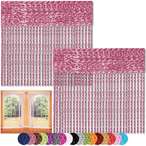 Bestlivings Fadenvorhang 2er Pack Gardine Raumteiler, Auswahl: 90x240 Altrosa - Fuchsia von Bestlivings