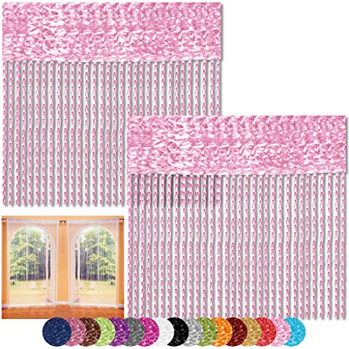 Bestlivings Fadenvorhang 2er Pack Gardine Raumteiler, Auswahl: 90x240 rosa - kirschblütenrosa von Bestlivings