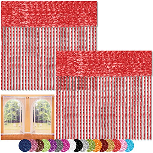 Bestlivings Fadenvorhang 2er Pack Gardine Raumteiler, Auswahl: 90x240 rot - feuerrot von Bestlivings