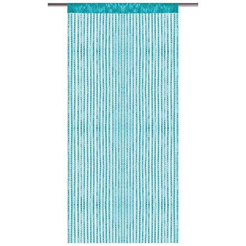 Bestlivings Fadenvorhang mit Stangendurchzug, Gardine in Lurex-Optik, Dekoartikel in vielen Farben und Größen (türkis - Pfauenblau / 90x250 cm) von Bestlivings