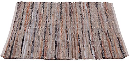 Flickenteppich Rund 70 x 180 cm aus handgewebter Baumwolle in Leder Braun - viele Variationen von Bestlivings