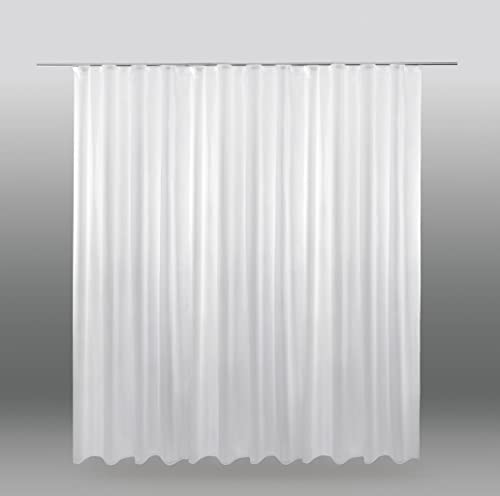 Gardine 300cm bis 900cm Breite, Voile transparent Kräuselband Universalband mit eingenähten Bleiband in der Farbe weiß (Breite ca. 300 cm, Länge ca. 245 cm) von Bestlivings