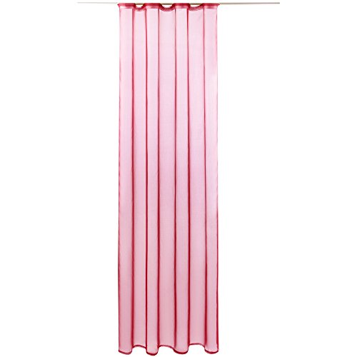 Gardine mit Kräuselband, Transparent Voile 140x145 cm (Breite x Länge) in pink - Fuchsia, viele weitere Farben und Größen von Bestlivings