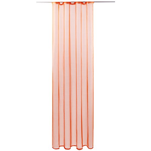 Gardine mit Kräuselband, Transparent Voile 140x175 cm (Breite x Länge) in orange - möhre, viele weitere Farben und Größen von Bestlivings
