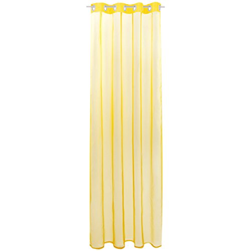 Gardine mit Ösen, Transparent Voile 140 x 145cm (Breite x Länge) in gelb lemongelb, Ösenschal in vielen weiteren Farben und Größen von Bestlivings