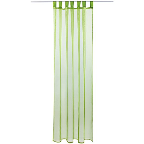 Gardine mit Schlaufen, Transparent Voile 140 x 175cm (Breite x Länge) in grün - olivgrün, Schlaufenschal in vielen weiteren Farben und Größen von Bestlivings
