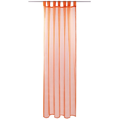 Gardine mit Schlaufen, Transparent Voile 140 x 175cm (Breite x Länge) in orange - möhre, Schlaufenschal in vielen weiteren Farben und Größen von Bestlivings