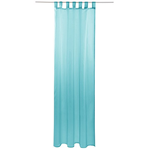 Gardine mit Schlaufen, Transparent Voile 140 x 175cm (Breite x Länge) in türkis - Aqua, Schlaufenschal in vielen weiteren Farben und Größen von Bestlivings