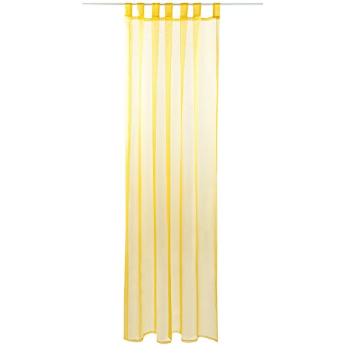 Gardine mit Schlaufen, Transparent Voile 140 x 245cm (Breite x Länge) in gelb - lemongelb, Schlaufenschal in vielen weiteren Farben und Größen von Bestlivings