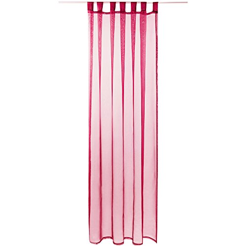 Gardine mit Schlaufen, Transparent Voile 140 x 245cm (Breite x Länge) in pink - Fuchsia, Schlaufenschal in vielen weiteren Farben und Größen von Bestlivings