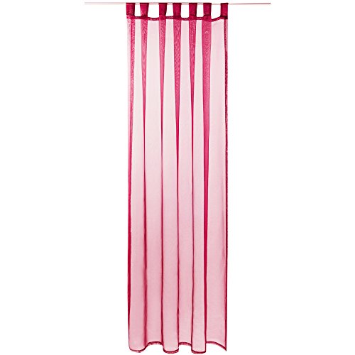 Gardine mit Schlaufen, Transparent Voile 140x145 cm (Breite x Länge) in pink - Fuchsia, Schlaufenschal in vielen weiteren Farben und Größen von Bestlivings