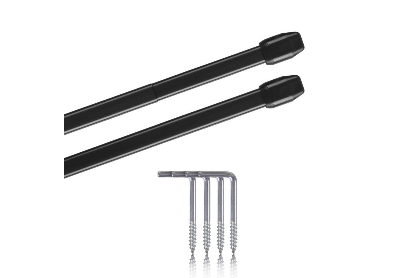 Bestlivings Gardinenstange Bistrostange, Ø 10 mm, ausziehbar, mit Schraubhaken, verschraubt, geklemmt, geklebt, Edelstahl, Vitragestange (2er Pack) zum kleben, schrauben, klemmen von Bestlivings