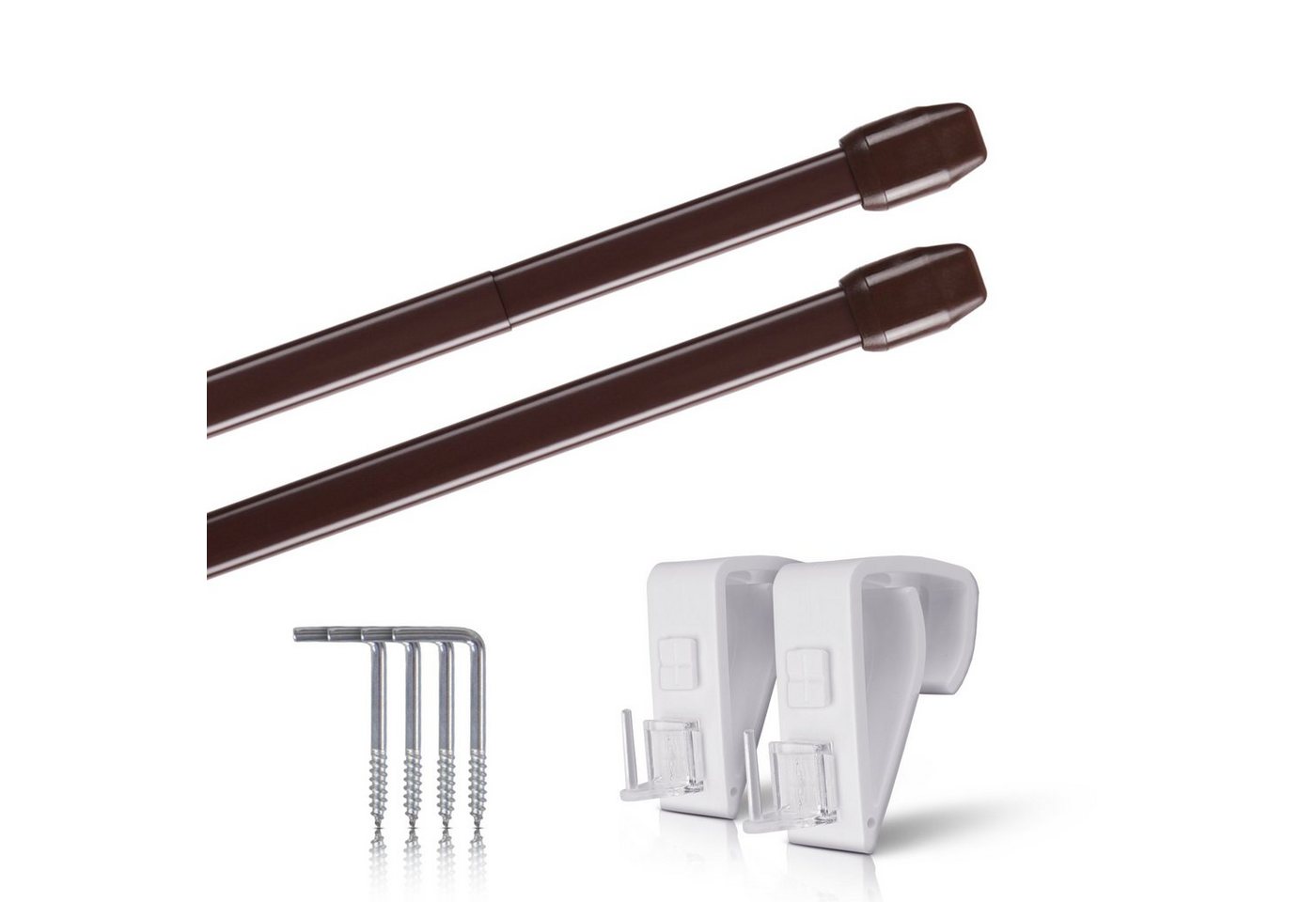 Bestlivings Gardinenstange Bistrostange, Ø 10 mm, ausziehbar, mit Klemmträger, verschraubt, geklemmt, geklebt, Edelstahl, Vitragestange (2er Pack) zum kleben, schrauben, klemmen von Bestlivings