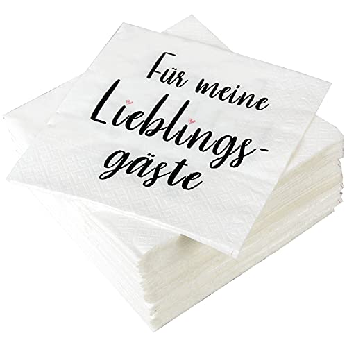 Hochwertige Servietten (120er Pack) 33x33 cm, 3-lagig - Partyservietten mit Motiv "Lieblingsgäste" - für Party, Geburtstag oder Feiern von Bestlivings