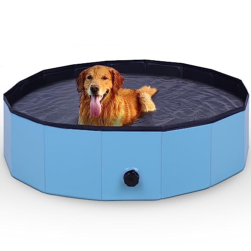 Hundepool Swimmpingpool für Hunde (Ø120cm x 30cm) Rutschfester Boden und Ablassventil - Faltbar aus PVC - Bällebad - Stabile Wand von Bestlivings