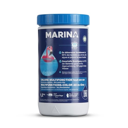 Marina Chlor Multitabs 20g - Pool Tabletten - 60 STK. Chlortabletten Multifunktion 5 in 1 - für sauberes und hygienisches Poolwasser - (1,2kg - 6kg) - Langzeit Chlor von Bestlivings