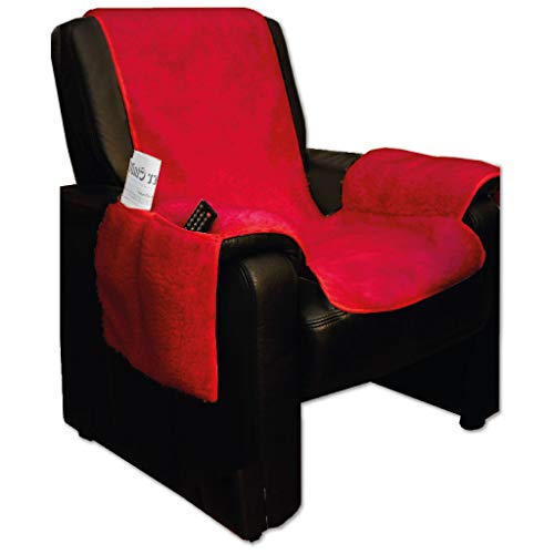 Sesselschoner 147x147cm Überwurf Lammflor Polsterschutz, Auswahl: Farbe - rot - Salsa von Bestlivings