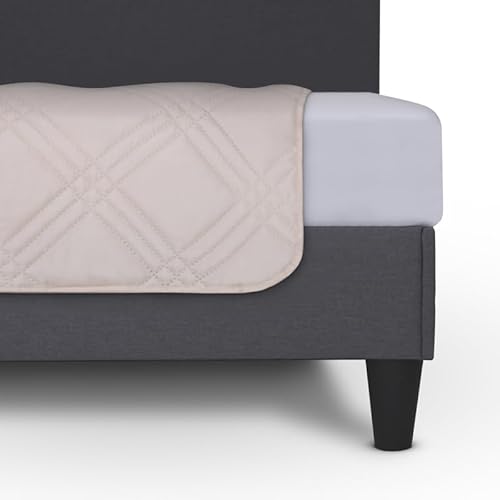 Tages-Decke (Beige) XXL (220x240 cm) mit wattierter Zwischenlage (Patchwork lila) Bettüberwurf - Überwurfdecke, Sommerdecke gesteppt - Steppdecke, Wendedecke von Bestlivings