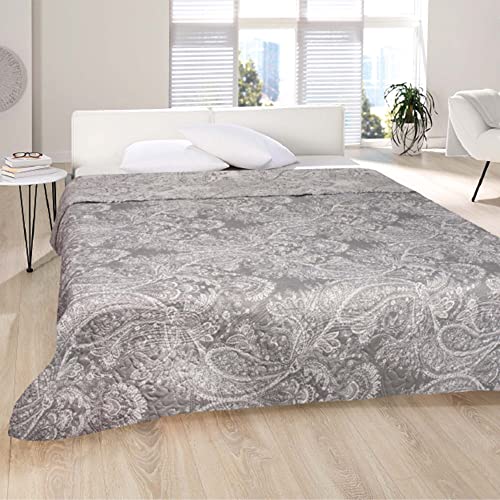 Tages-Decke XXL (220x240 cm) mit wattierter Zwischenlage (Paisley) Bettüberwurf - Überwurfdecke, Sommerdecke gesteppt - Steppdecke, Wendedecke von Bestlivings