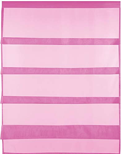 Transparente Bistrogardine Raffoptik mit Stangendurchzug in Voile, schlicht und modern in vielen erhältlich (80 x 110 cm/pink - Fuchsia) von Bestlivings