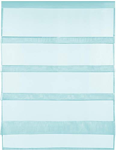 Transparente Bistrogardine Raffoptik mit Stangendurchzug in Voile, schlicht und modern in vielen erhältlich (80 x 110 cm/türkis - Aqua) von Bestlivings